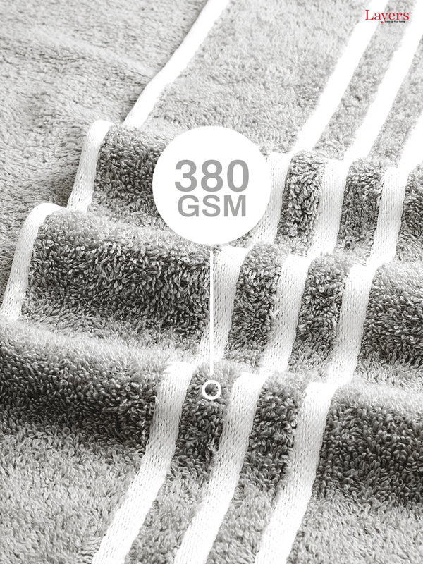 Tuscany 100% Cotton 380 GSM Grey Solid Bath Towel - Pack of 1 (150 L cm x 70 W cm)