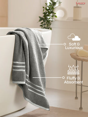 Tuscany 100% Cotton 380 GSM Grey Solid Bath Towel - Pack of 1 (150 L cm x 70 W cm)