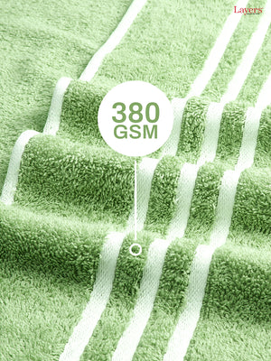 Tuscany 100% Cotton 380 GSM Green Solid Bath Towel - Pack of 1 (150 L cm x 70 W cm)