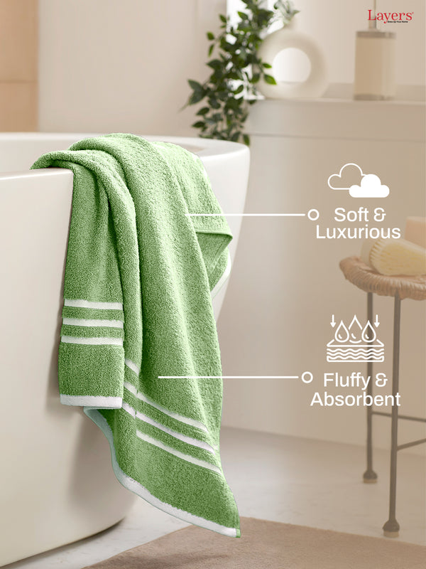 Tuscany 100% Cotton 380 GSM Green Solid Bath Towel - Pack of 1 (150 L cm x 70 W cm)