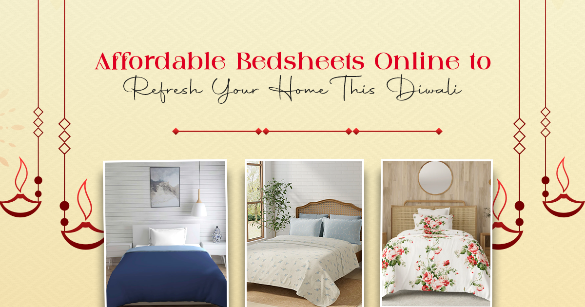 Affordable cotton bedsheets online for Diwali home makeover with festive bedroom decor