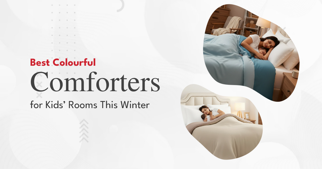 Best colourful comforters for kids' rooms this winter featuring cozy, soft bedding with children sleeping peacefully, showcasing a variety of vibrant comforter options