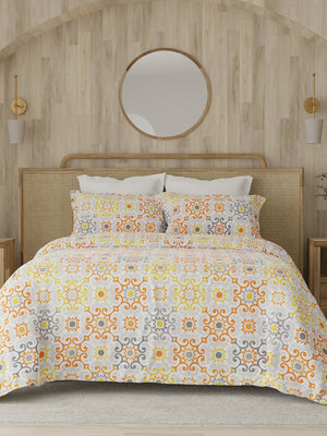 Zen 225 CVC Multicolor Ethnic 1 King Size Bedsheet with 2 Pillow Covers