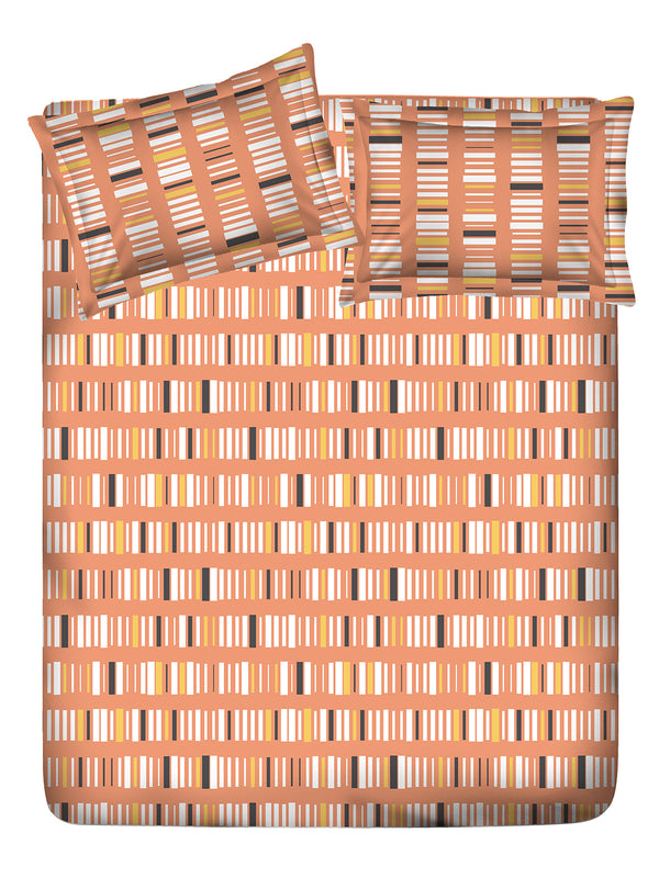 Cotton Plus 100% Cotton 120 TC Brown Geometrical 1 Double Size Bedsheet with 2 Pillow Covers