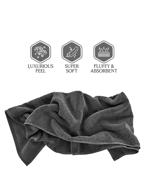 Cotton Plus 480 GSM 100% Cotton Grey Bath Towel - Pack of 1 (140 L cm x 70 W cm)