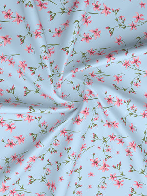Aria Microfibre 125 GSM Blue Floral 1 Double Size Bedsheet with 2 Pillow Covers