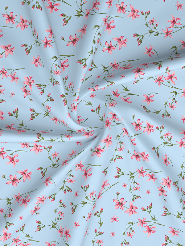 Aria Microfibre 125 GSM Blue Floral 1 Double Size Bedsheet with 2 Pillow Covers