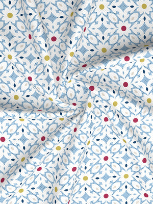 Aria Microfibre 125 GSM Blue Floral 1 Double Size Bedsheet with 2 Pillow Covers