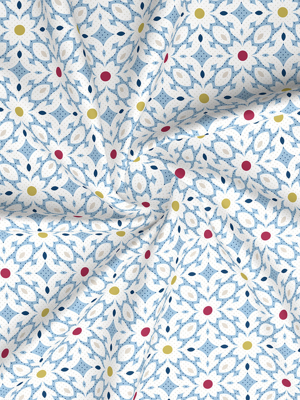 Aria Microfibre 125 GSM Blue Floral 1 Double Size Bedsheet with 2 Pillow Covers