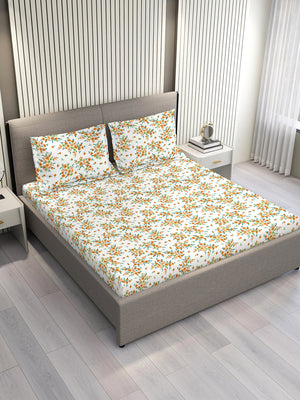 Aria Microfibre 125 GSM Multicolor Floral 1 Double Size Bedsheet with 2 Pillow Covers