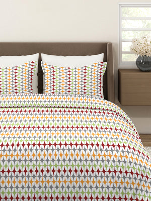Aria Microfibre 125 GSM Multicolor Geometrical 1 Double Size Bedsheet with 2 Pillow Covers