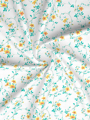 Aria Microfibre 125 GSM Blue & White Floral 1 Double Size Bedsheet with 2 Pillow Covers