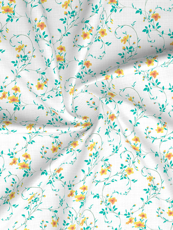 Aria Microfibre 125 GSM Blue & White Floral 1 Double Size Bedsheet with 2 Pillow Covers