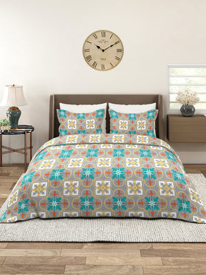 Aria Microfibre 125 GSM Multicolor Ethnic 1 Double Size Bedsheet with 2 Pillow Covers
