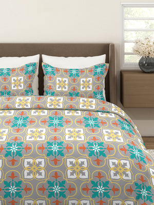 Aria Microfibre 125 GSM Multicolor Ethnic 1 Double Size Bedsheet with 2 Pillow Covers