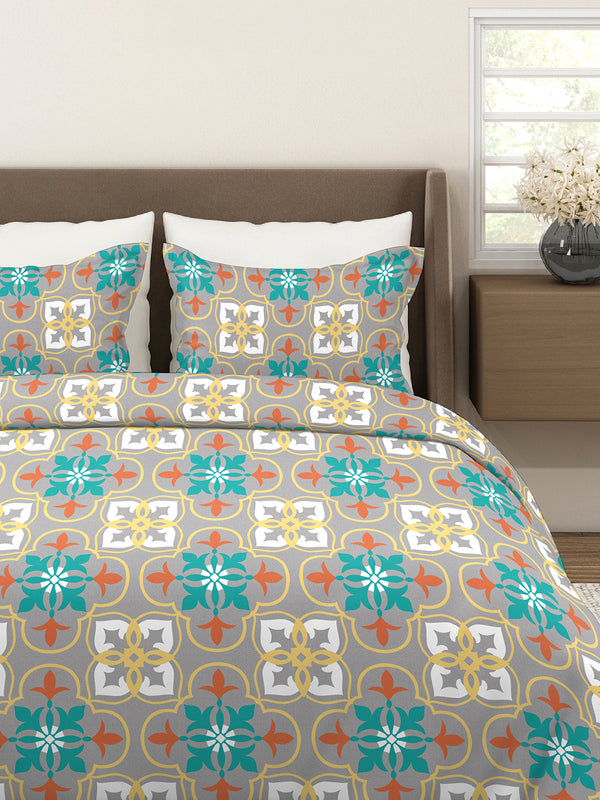 Aria Microfibre 125 GSM Multicolor Ethnic 1 Double Size Bedsheet with 2 Pillow Covers