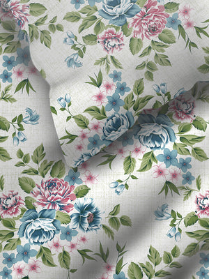 Duracount 225 CVC Multicolor Floral 1 King Size Bedsheet with 2 Pillow Covers