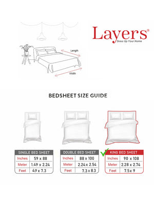 Duracount 225 CVC Multicolor Geometrical King Size Bedsheet with 2 Pillow Covers