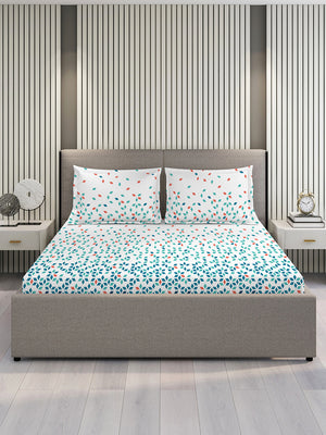 Argos 225 CVC Blue Geometrical King Size Bedsheet with 2 Pillow Covers