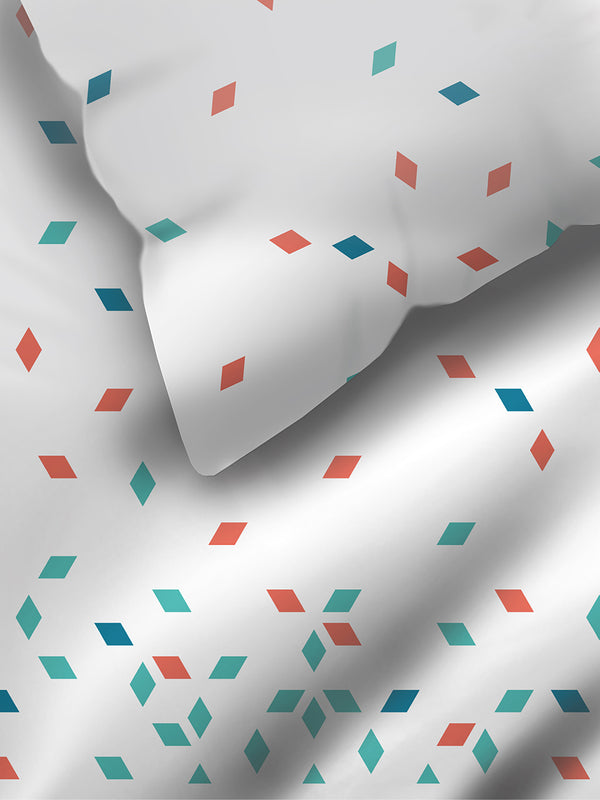 Argos 225 CVC Blue Geometrical King Size Bedsheet with 2 Pillow Covers