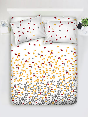 Argos 225 CVC White Geometrical 1 King Size Bedsheet with 2 Pillow Covers