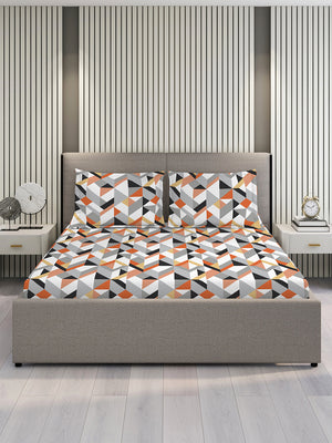 Argos 225 CVC Grey Geometrical 1 King Size Bedsheet with 2 Pillow Covers