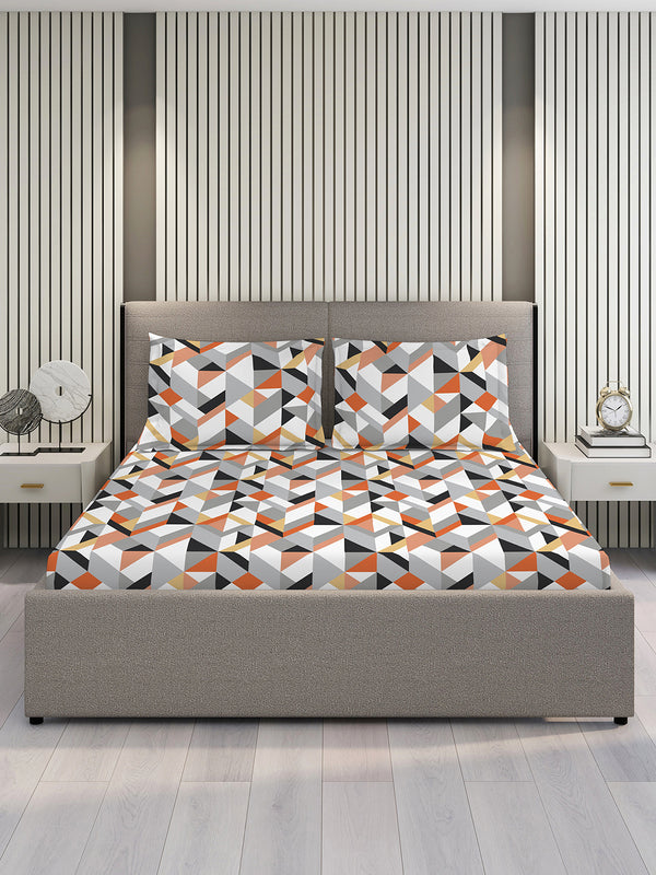 Argos 225 CVC Grey Geometrical 1 King Size Bedsheet with 2 Pillow Covers