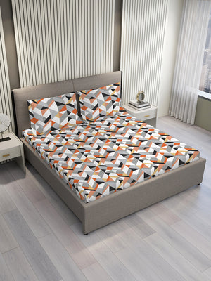 Argos 225 CVC Grey Geometrical 1 King Size Bedsheet with 2 Pillow Covers