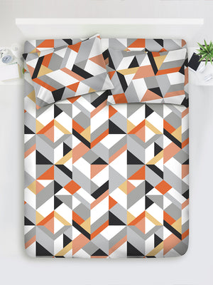 Argos 225 CVC Grey Geometrical 1 King Size Bedsheet with 2 Pillow Covers