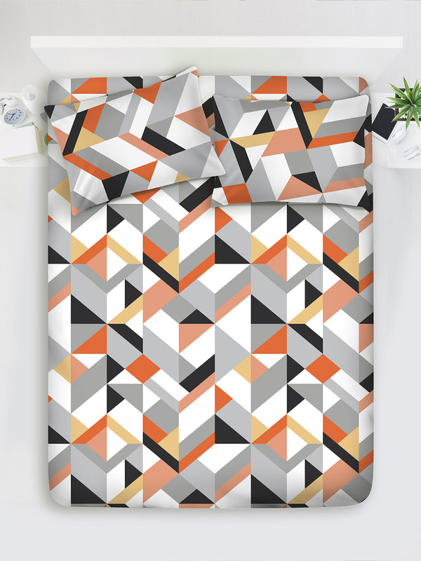 Argos 225 CVC Grey Geometrical 1 King Size Bedsheet with 2 Pillow Covers