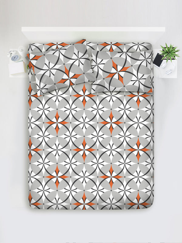 Argos 225 CVC Grey Geometrical 1 King Size Bedsheet with 2 Pillow Covers