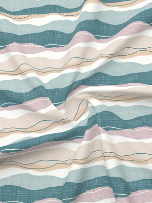 Firenze Floret 100% Cotton 146 TC Blue Grey Stripes 1 King Size Bedsheet with 2 Pillow Covers
