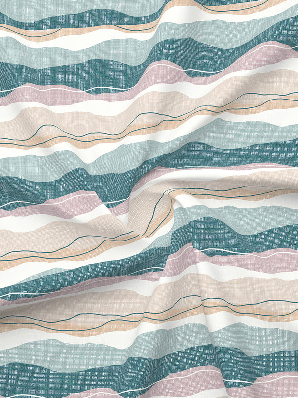 Firenze Floret 100% Cotton 146 TC Blue Grey Stripes 1 King Size Bedsheet with 2 Pillow Covers