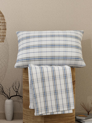 Emaline 100% Cotton 144 TC Abbot Checkered Single Size Bedsheet with 1 Pillow Cover