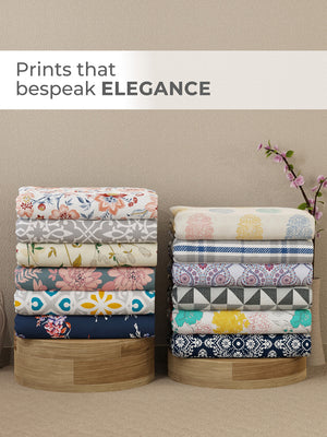 Emaline 100% Cotton 144 TC Grey Moroccan Tile King Size Bedsheet with 2 Pillow Covers