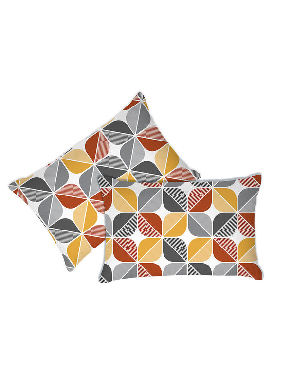 Blossom Microfibre 125 GSM Multicolor Geometrical 1 Double Size Bedsheet with 2 Pillow Covers