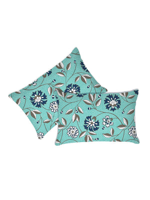 Blossom Microfibre 125 GSM Blue Floral 1 Double Size Bedsheet with 2 Pillow Covers