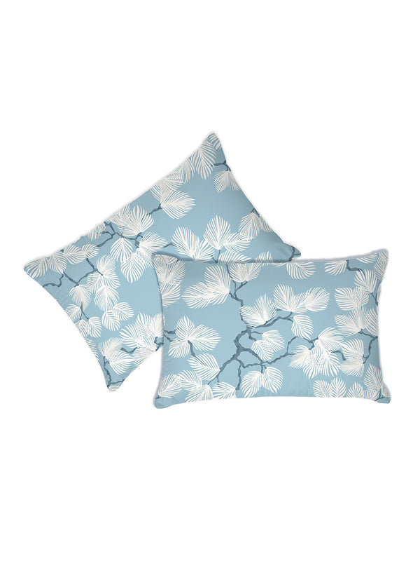 Blossom Microfibre 125 GSM Blue Floral 1 Double Size Bedsheet with 2 Pillow Covers