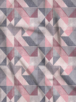 Blossom Microfibre 125 GSM Pink Grey Geometrical 1 Double Size Bedsheet with 2 Pillow Covers