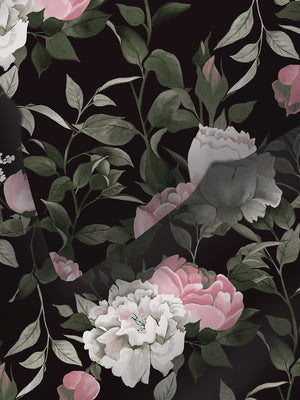Blossom Microfibre 125 GSM Black Floral 1 Double Size Bedsheet with 2 Pillow Covers