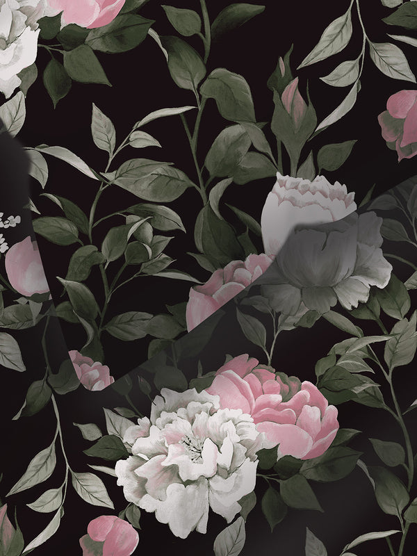 Blossom Microfibre 125 GSM Black Floral 1 Double Size Bedsheet with 2 Pillow Covers