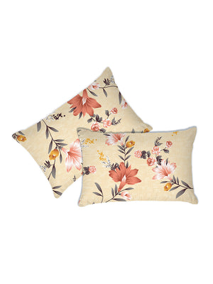 Blossom Microfibre 125 GSM Cream Floral 1 Double Size Bedsheet with 2 Pillow Covers