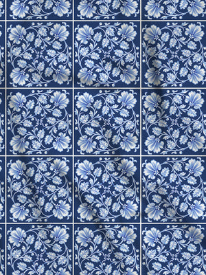 Blossom Microfibre 125 GSM Blue Floral 1 Double Size Bedsheet with 2 Pillow Covers
