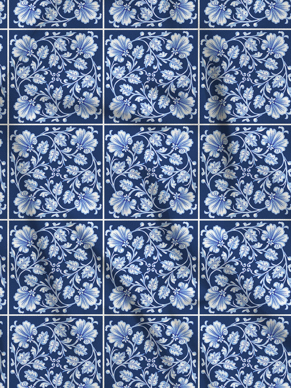 Blossom Microfibre 125 GSM Blue Floral 1 Double Size Bedsheet with 2 Pillow Covers