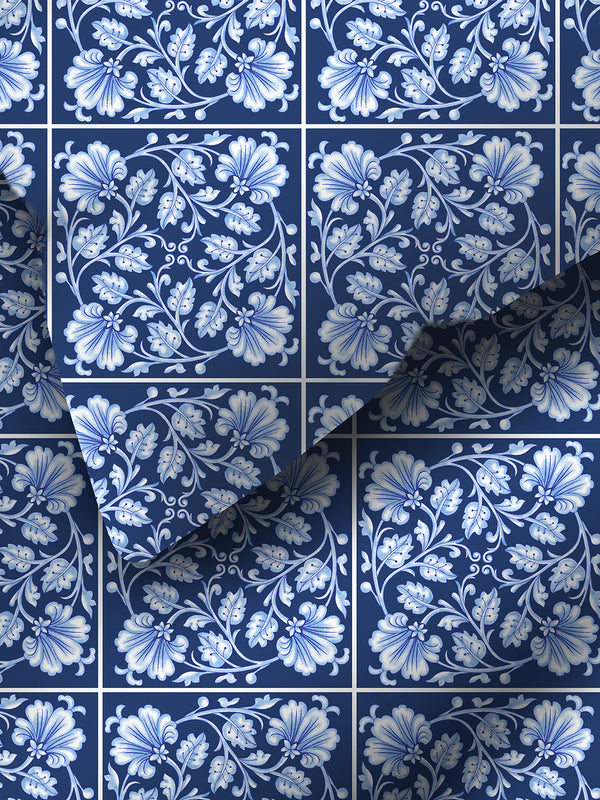 Blossom Microfibre 125 GSM Blue Floral 1 Double Size Bedsheet with 2 Pillow Covers