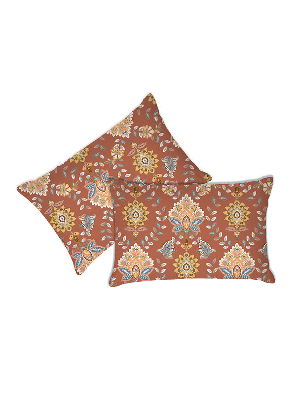 Blossom Microfibre 125 GSM Brown Ethnic 1 Double Size Bedsheet with 2 Pillow Covers