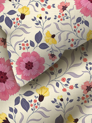 Blossom Microfibre 125 GSM Multicolor Floral 1 Double Size Bedsheet with 2 Pillow Covers