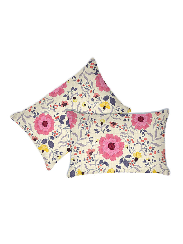 Blossom Microfibre 125 GSM Multicolor Floral 1 Double Size Bedsheet with 2 Pillow Covers