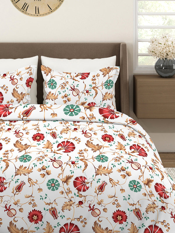 Aura Microfibre 110 GSM Multicolor Floral King Size Bedsheet with 2 Pillow Covers