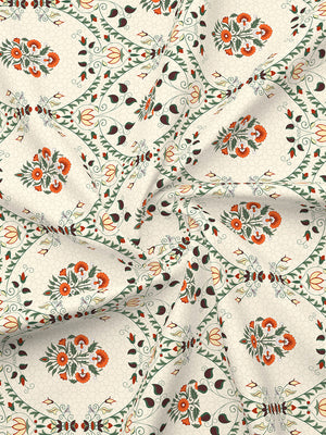 Aura Microfibre 110 GSM Beige Floral King Size Bedsheet with 2 Pillow Covers
